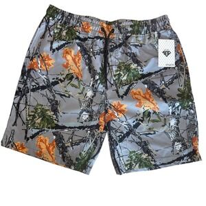 State Of Crew Swim Trunks Mens Large Camo Elastic Waist 7" Inseam Drawstring NWT
